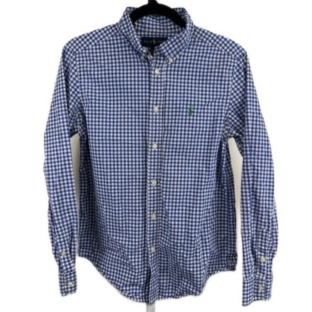 Ralph Lauren Boys Size XL (18-20) Gingham Plaid Long Sleeve Button Down Shirt